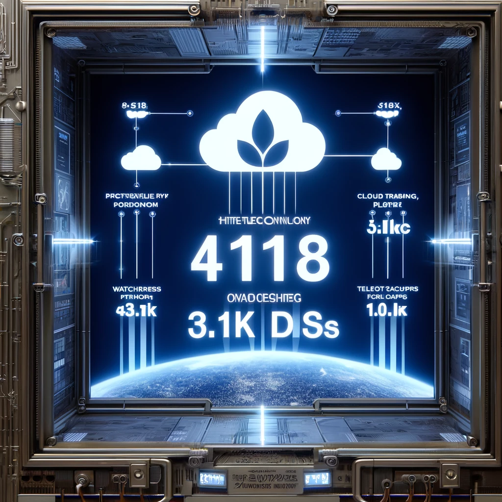 DALL·E 2024-04-12 01.07.14 - A square image depicting an open source project for a high technology cloud trading platform, showing specific GitHub metrics_ 418 watches, 3.1K forks